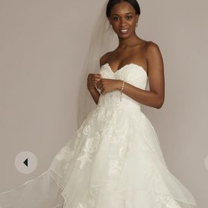 tiered floral ball gown wedding dress STYLE# CWG936